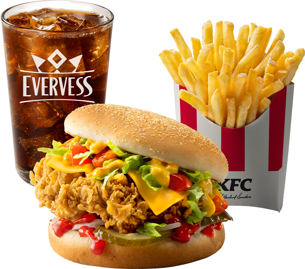 Комбо с Чизбургером Де Люкс — цена, калорийность, состав, вес и фото в KFC
