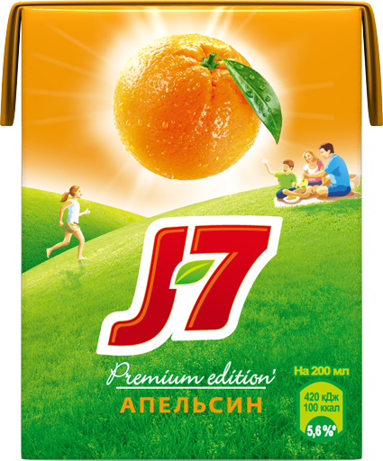 Сок J7 апельсиновый 0,2 л в КФС — цена, калорийность, состав, вес и фото